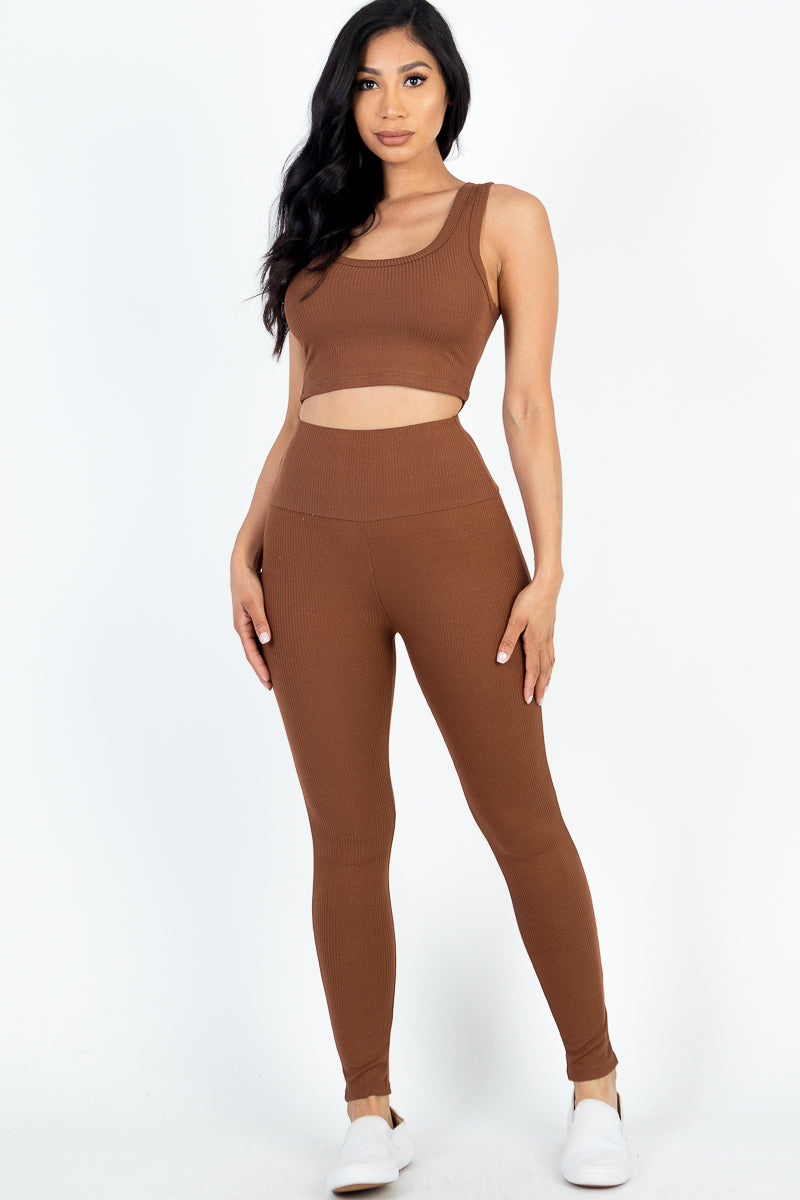 Ribbed Crop Top & Leggings Set (CAPELLA)-8