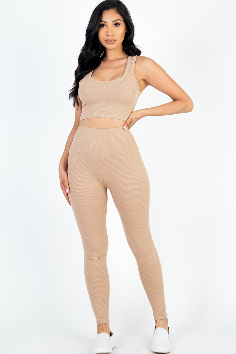 Ribbed Crop Top & Leggings Set (CAPELLA)-11