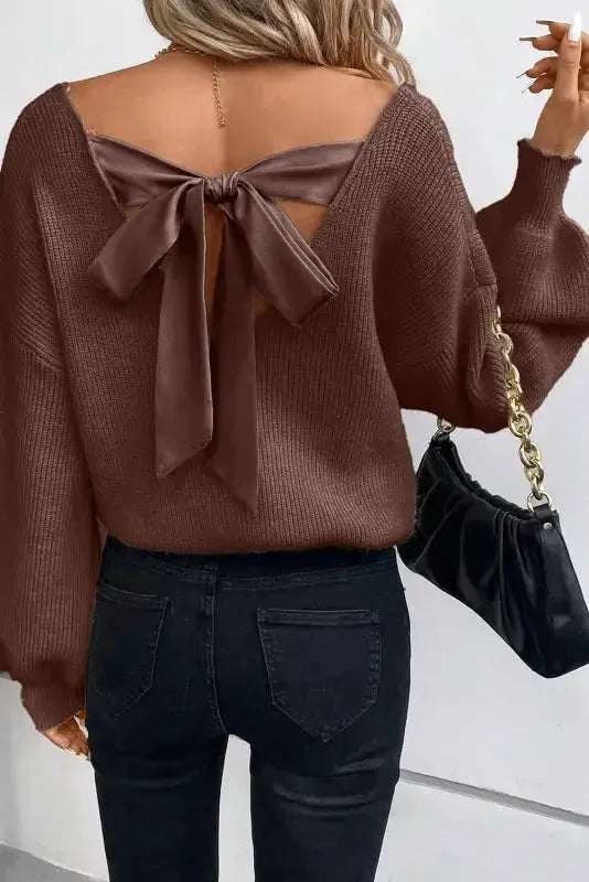 Elegant Noir Lantern-Sleeve Sweater-5