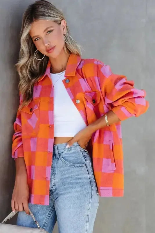 Patch Pocket Plaid Jacket-2