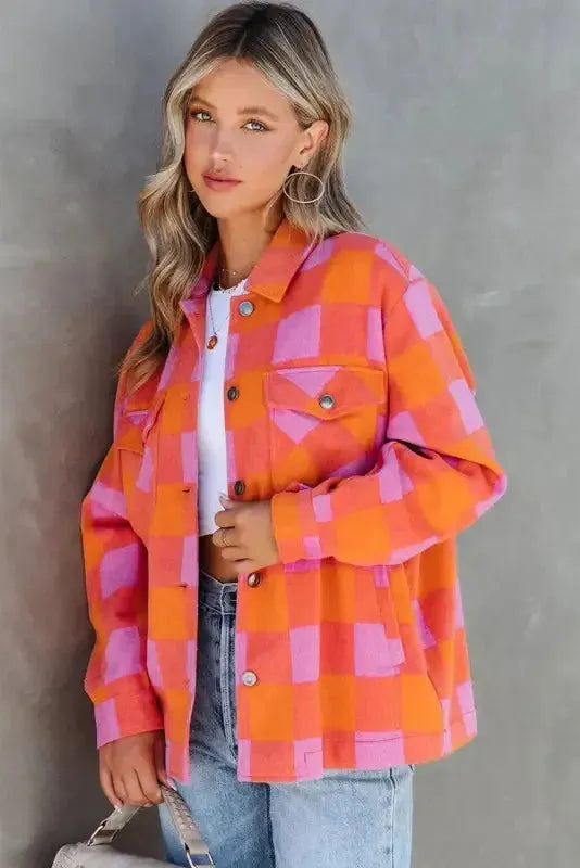 Patch Pocket Plaid Jacket-3
