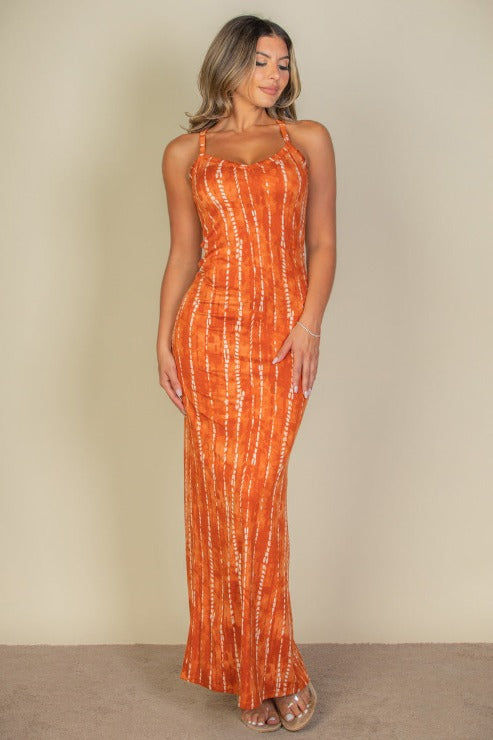 Tie Dye Printed Cami Bodycon Maxi Dress (CAPELLA)-1