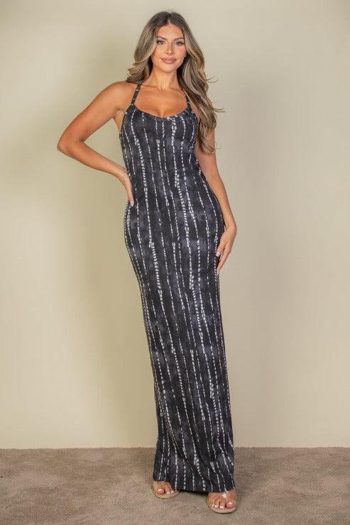 Tie Dye Printed Cami Bodycon Maxi Dress (CAPELLA)-5
