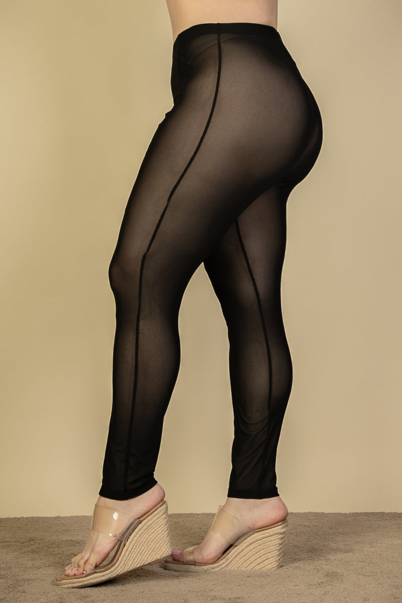 Plus Size Seam Front High Waist Mesh Leggings (CAPELLA)-1
