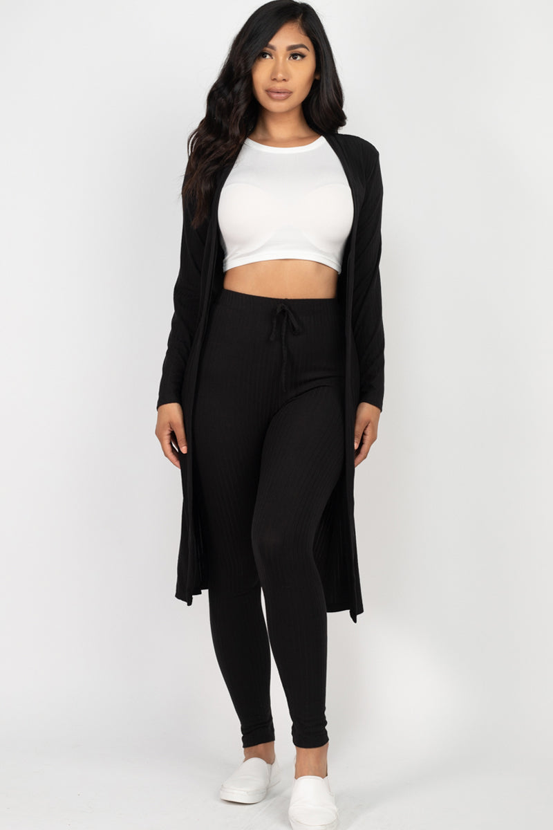 Ribbed Long Cardigan & Leggings Set (CAPELLA)-5