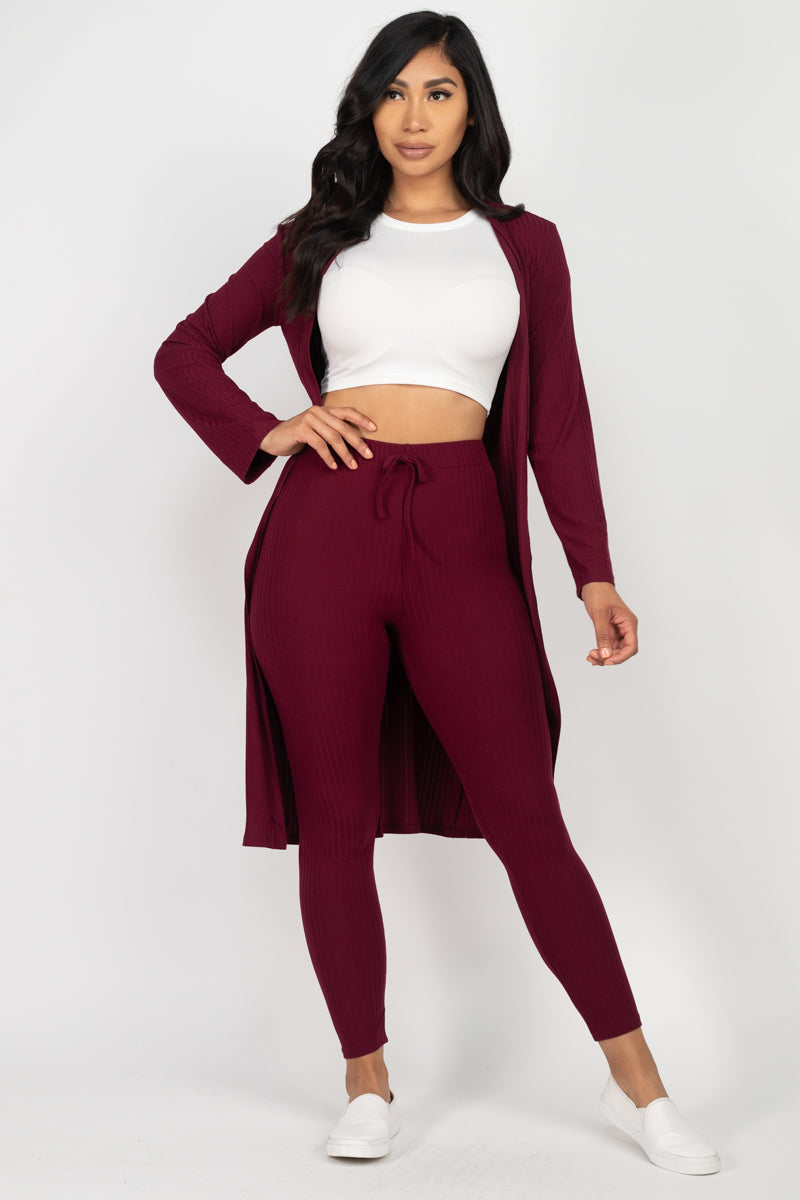 Ribbed Long Cardigan & Leggings Set (CAPELLA)-6