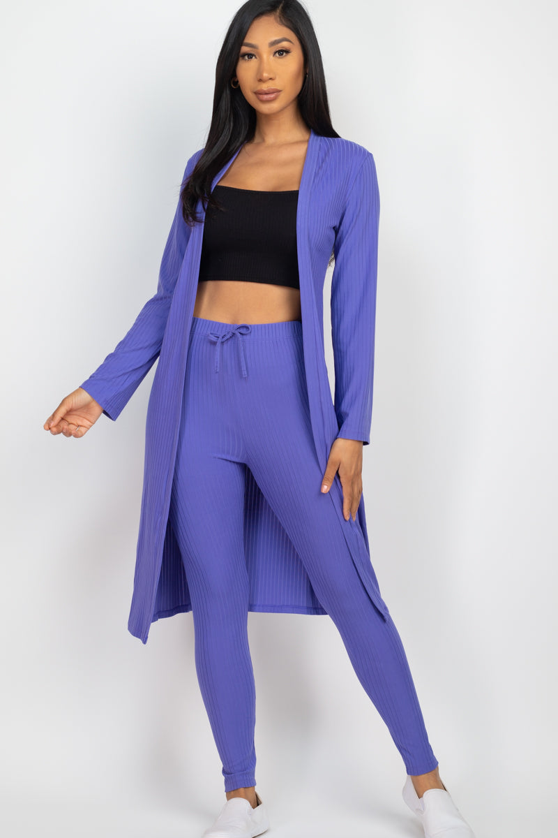 Ribbed Long Cardigan & Leggings Set (CAPELLA)-7