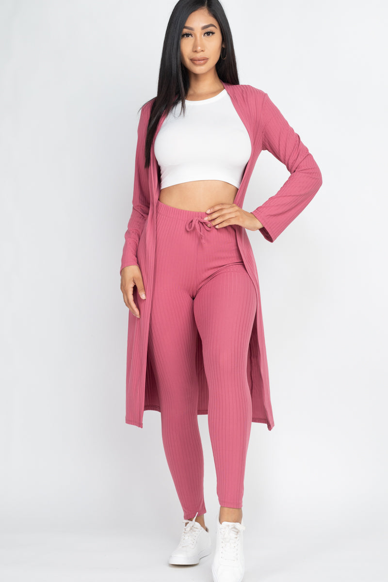 Ribbed Long Cardigan & Leggings Set (CAPELLA)-8
