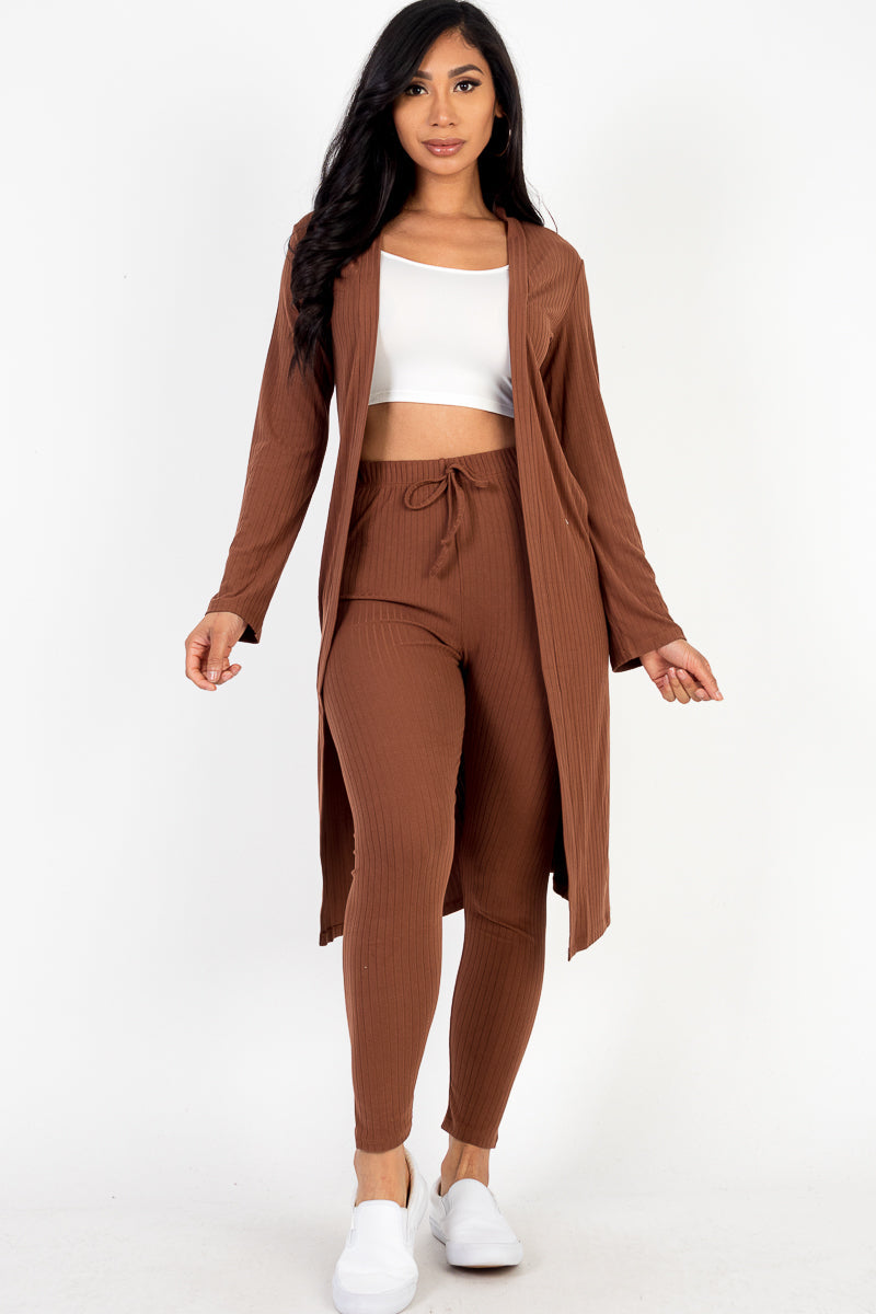 Ribbed Long Cardigan & Leggings Set (CAPELLA)-9