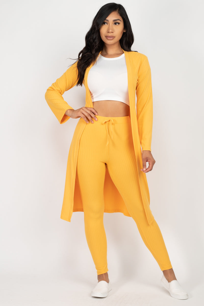 Ribbed Long Cardigan & Leggings Set (CAPELLA)-10