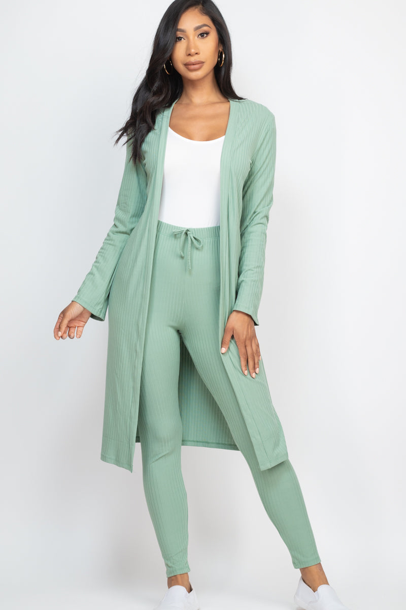 Ribbed Long Cardigan & Leggings Set (CAPELLA)-11