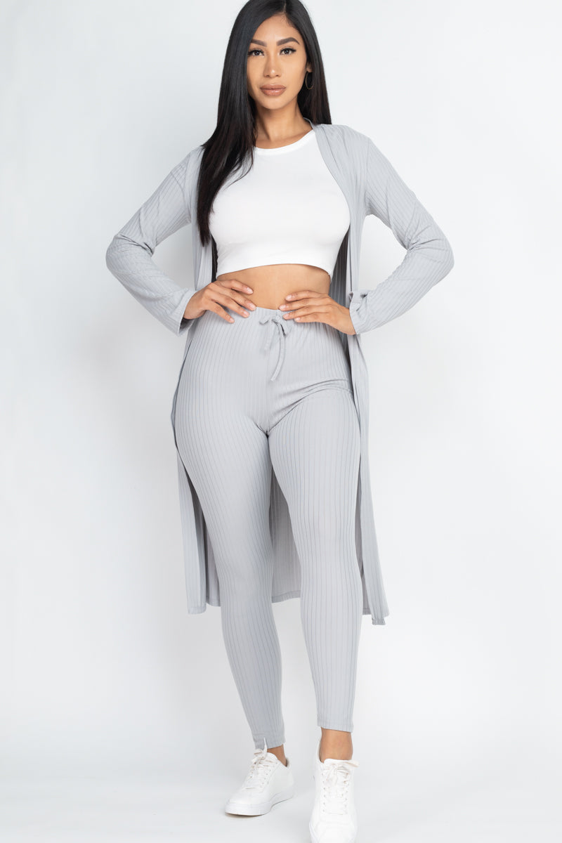 Ribbed Long Cardigan & Leggings Set (CAPELLA)-12