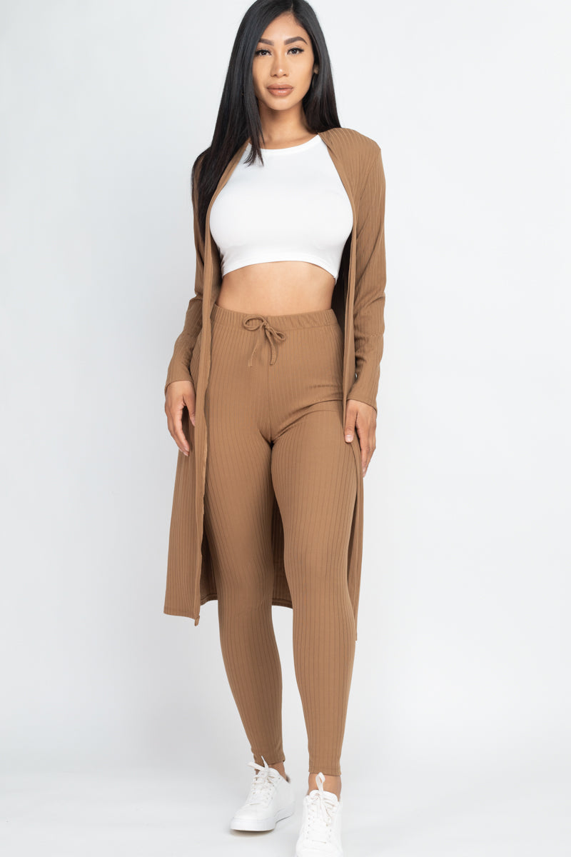 Ribbed Long Cardigan & Leggings Set (CAPELLA)-14