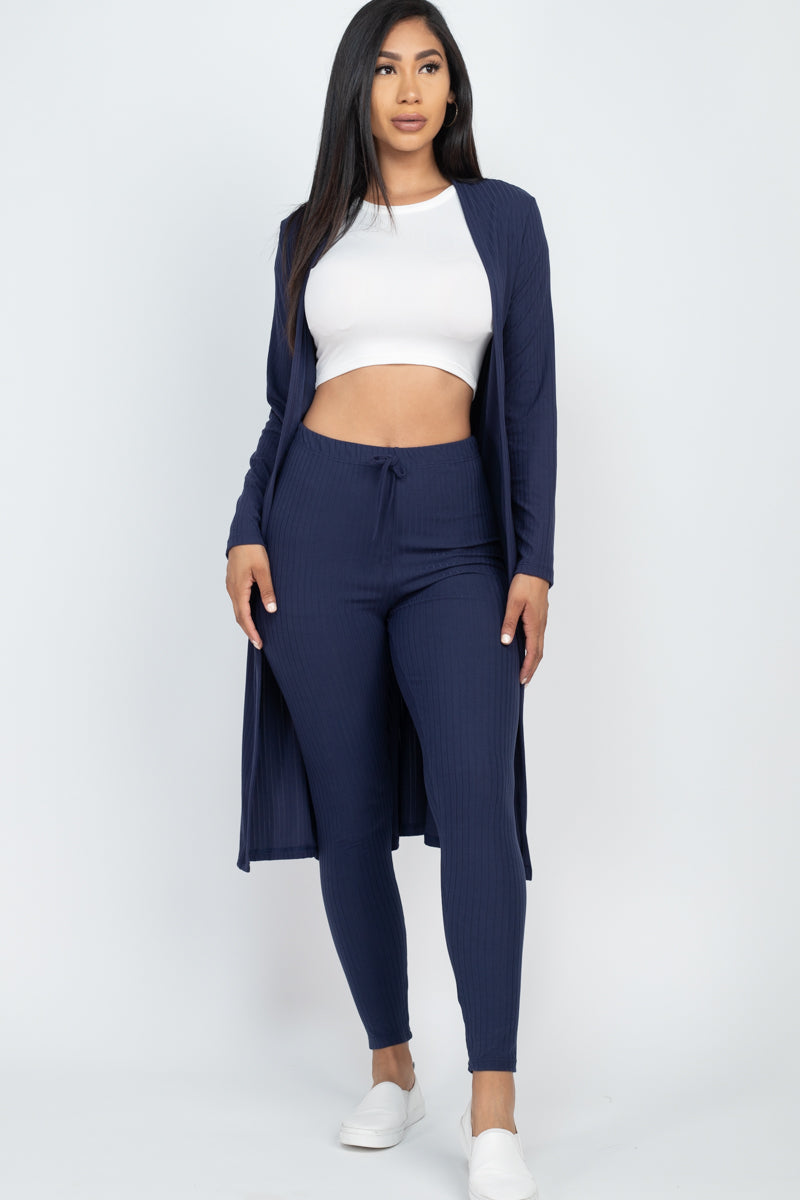 Ribbed Long Cardigan & Leggings Set (CAPELLA)-15