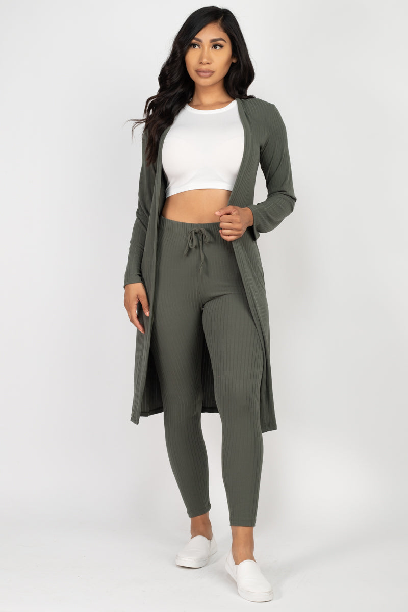 Ribbed Long Cardigan & Leggings Set (CAPELLA)-16