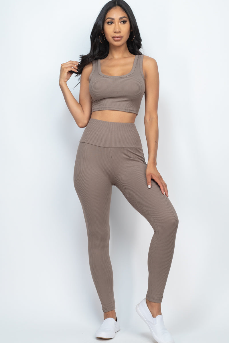 Ribbed Crop Top & Leggings Set (CAPELLA)-12