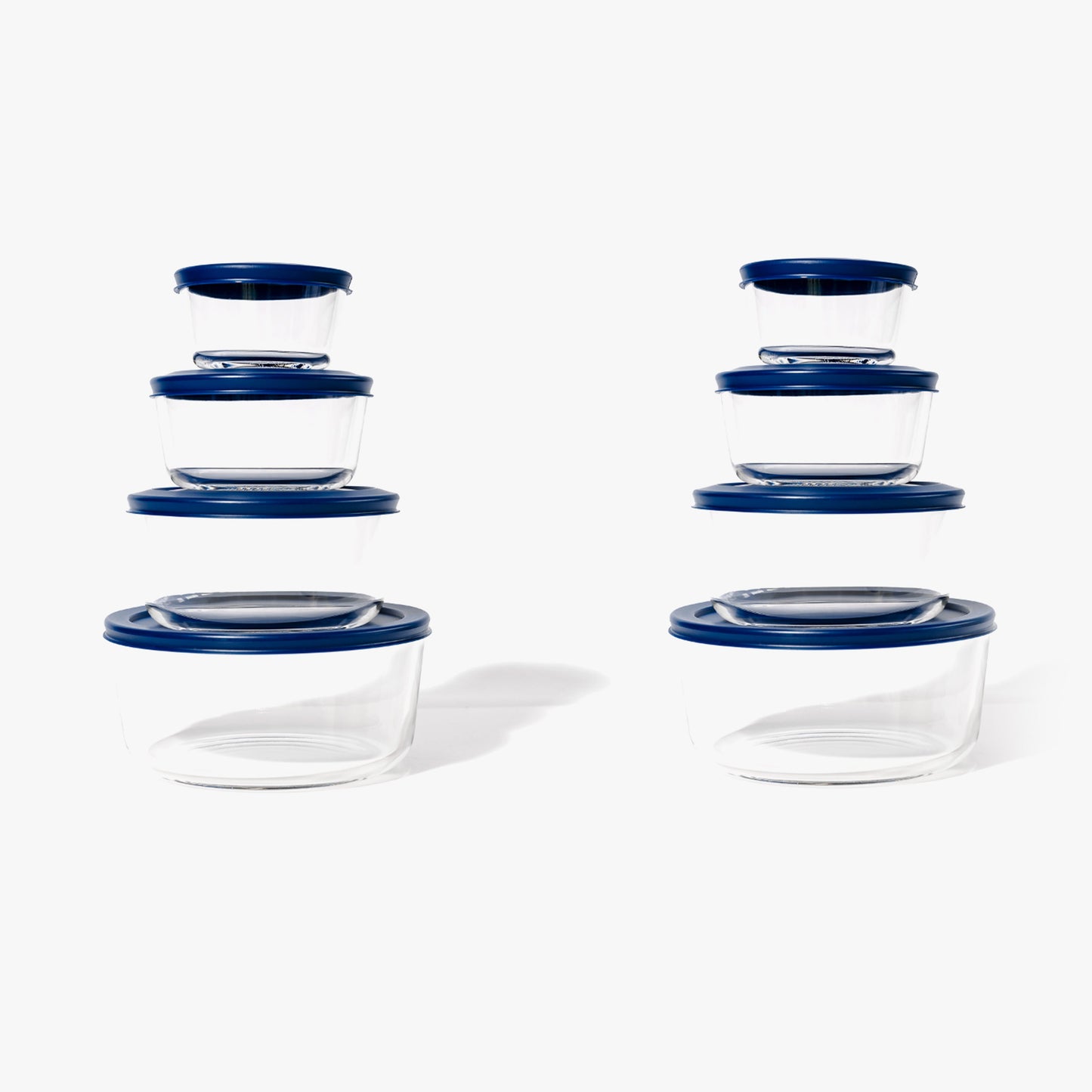 Glass Food Storage Containers - 16 Piece (8 Containers + 8 Lids) Round Nesting Space-Saving Set-0