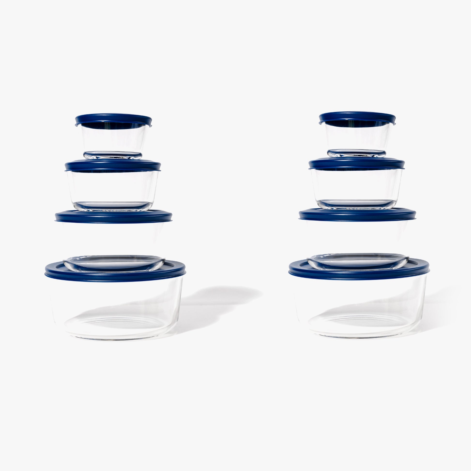 Glass Food Storage Containers - 16 Piece (8 Containers + 8 Lids) Round Nesting Space-Saving Set-0