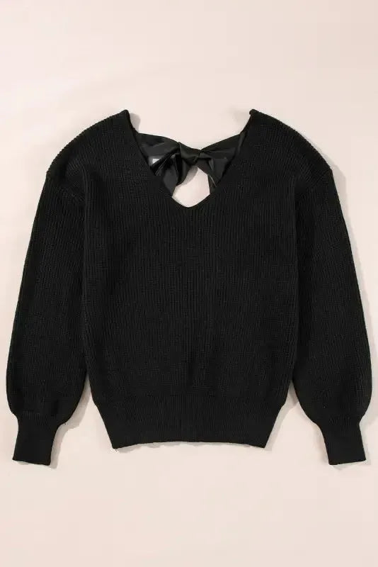 Elegant Noir Lantern-Sleeve Sweater-3