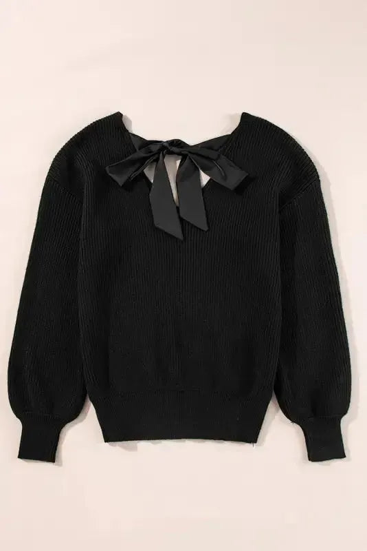 Elegant Noir Lantern-Sleeve Sweater-4