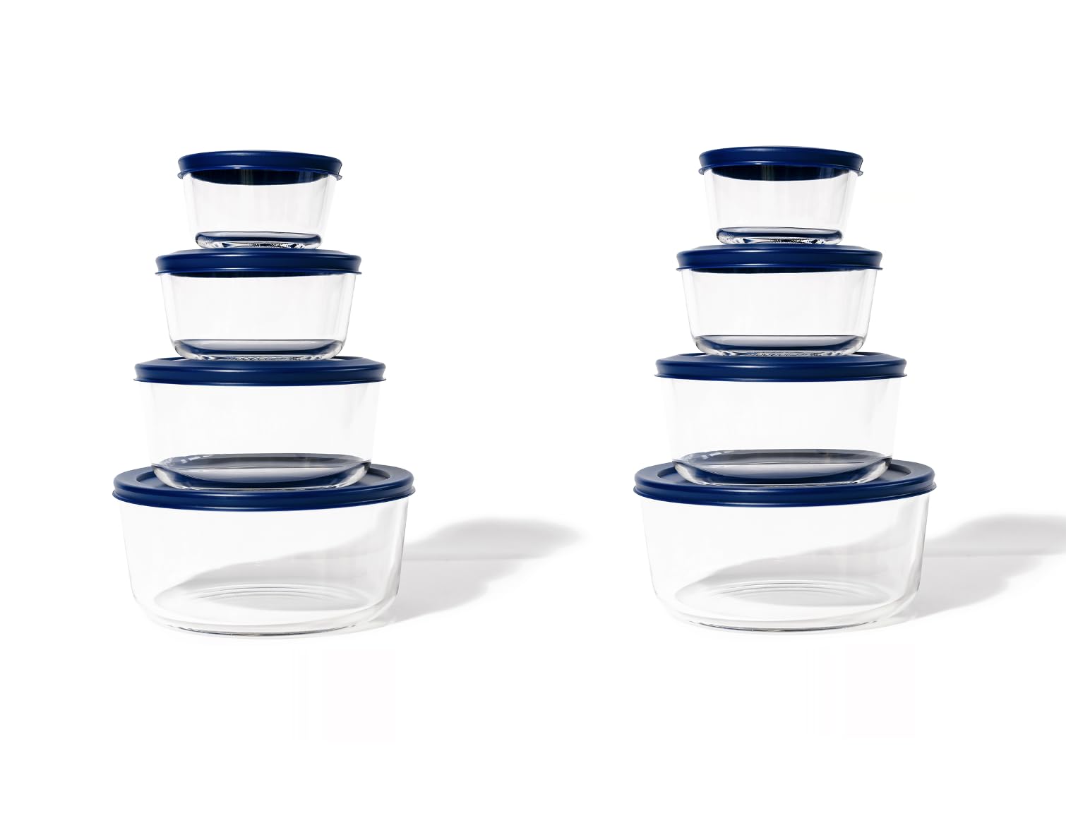 Glass Food Storage Containers - 16 Piece (8 Containers + 8 Lids) Round Nesting Space-Saving Set-1