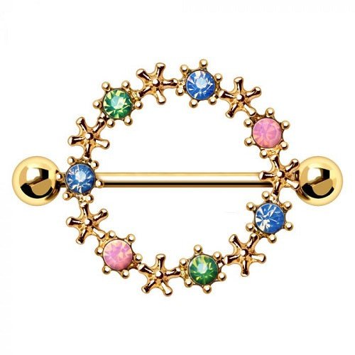 Gold Plated Flower Headpiece Nipple Shield-1