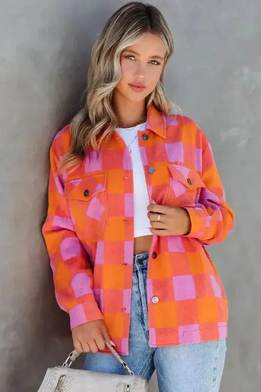 Patch Pocket Plaid Jacket-4