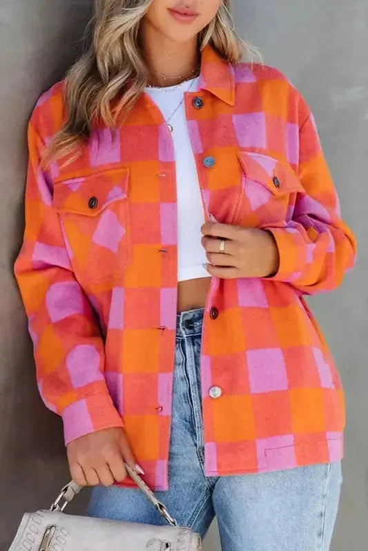 Patch Pocket Plaid Jacket-0