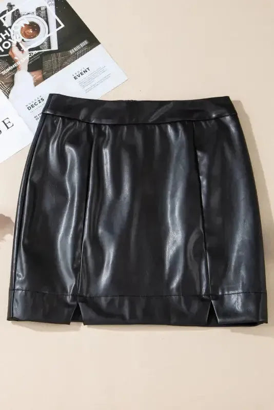 Posh PU Pencil Mini Skirt-2