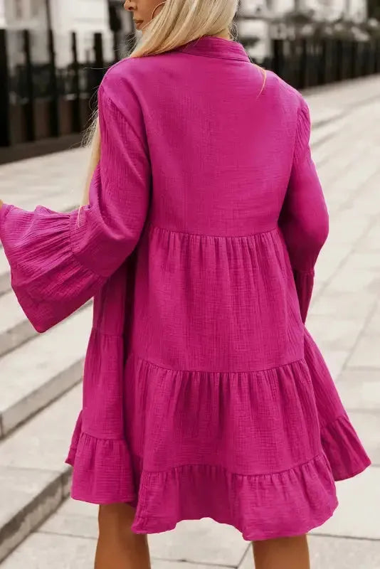 Rose Crinkled Tiered Shirt Dress-1