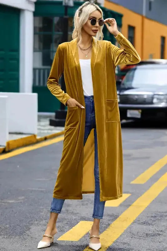 Velvet Long Duster Cardigan-2